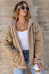 Sherpa Fleece Zip Front Drawstring Hood Drop Shoulder Pocketed Jacket